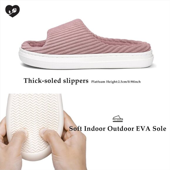 Memory Foam Open Bedroom Corduroy Lightweight Cloud Slide Shoes Comfy for Women - Picture 5 of 7